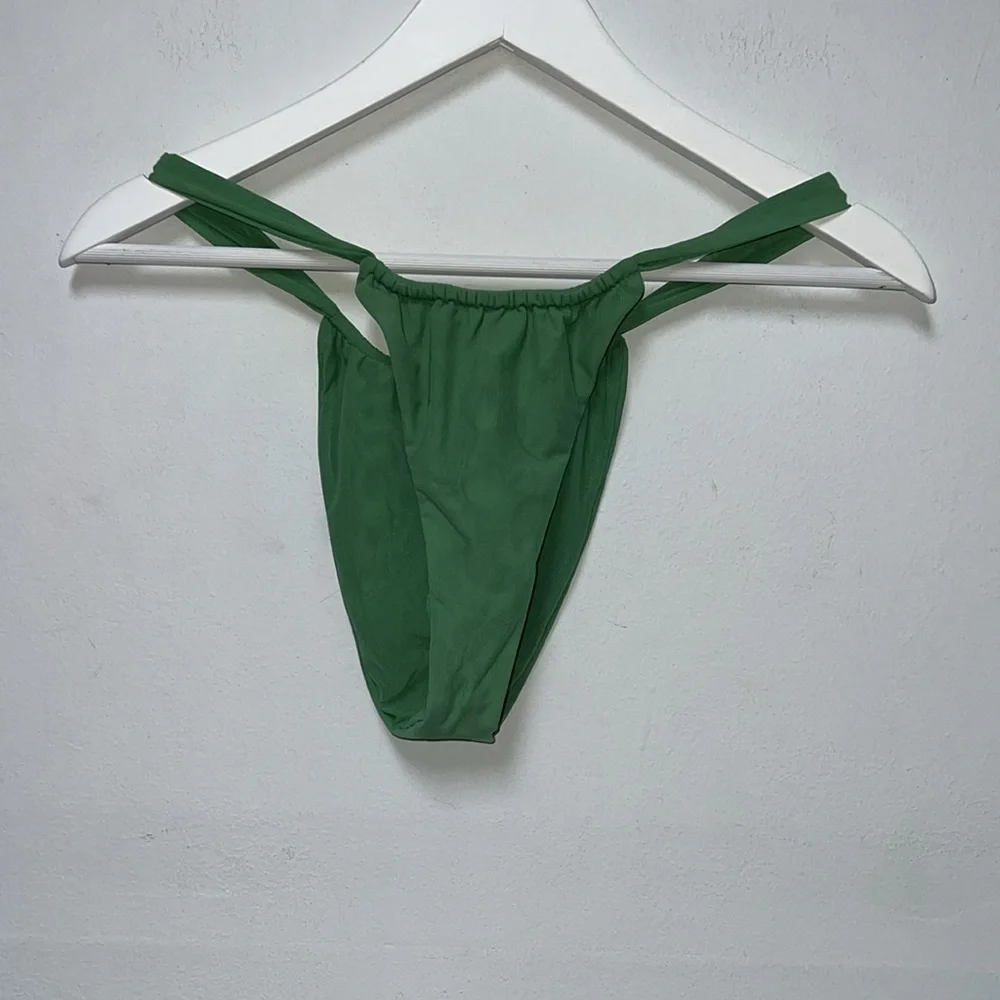 Gonza ruched Green Bikini Bottom size L NWOT - Picture 3 of 7